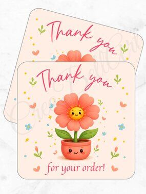 60 Pack Floral Square Shaped Thank You Cards
